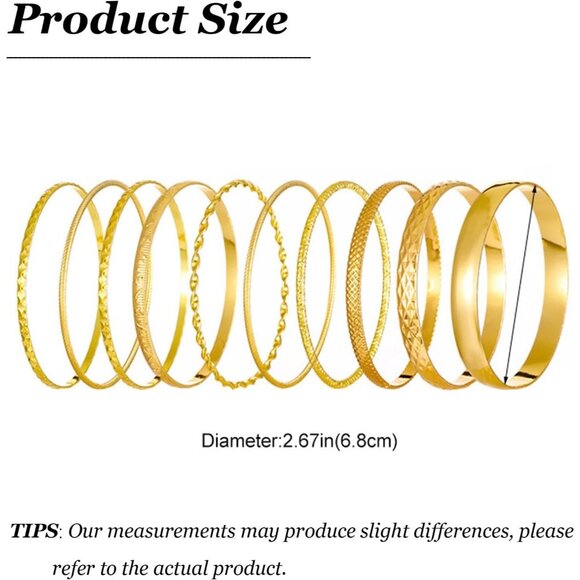 Women's Gold 3 Bracelets Bangles Stackable Bracelet Boho Indian Bangles - Picture 6 of 7